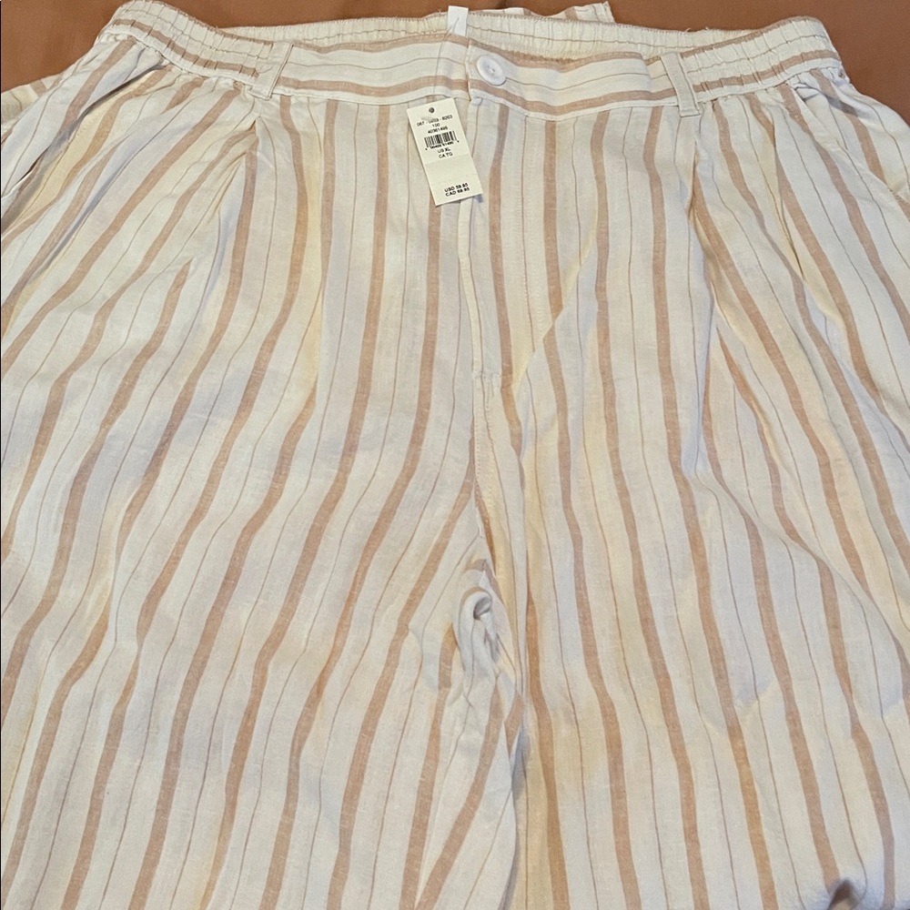 Aerie Beige and White Striped Pants